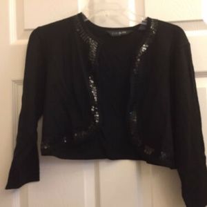 Eva Blue Crop Sequin Sweater.(BLACK)